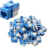 Cable Matters UL Listed 50-Pack RJ45 Keystone Jack in Blue and Keystone Punch-Down Stand