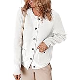 Dokotoo Cardigan Sweaters for Women Casual Long Sleeve Crewneck Button Down Cable Knit Sweater Tops with Pockets
