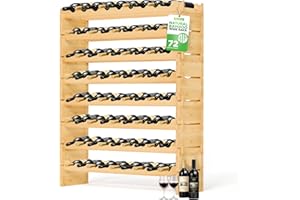 SereneLife, Wine Rack, Wine Bottle Holder, Stackable Wine Rack, Freestanding Modular Storage, Display Shelf, Natural Bamboo, 