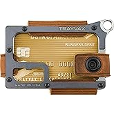 Trayvax Contour Wallet, RFID Front Pocket Money and Credit Card Holder, Minimalist Slim Leather Metal Wallet for Men and Women, Raw Tobacco Brown