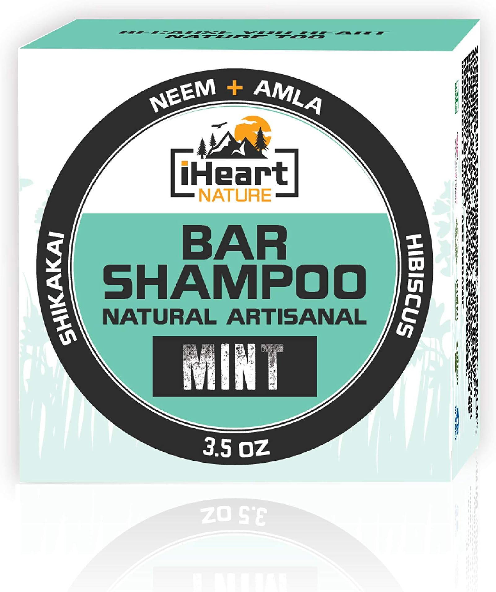 Organic Shampoo Bar (Packed with Neem Amla Shikakai Hibiscus) Made in USA (Natural Herbal Clarifying Surfactant Free Shampoo) Ayurvedic Handmade Aromatherapy (Mint)