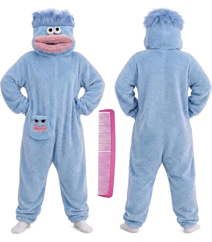Brrioe Funny Big Mouth Monster Onesie Pajamas with Large Comb