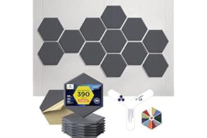Dexmoko Self-Adhesive Acoustic Panels [390 lbs/yd³ Ultra-High Density], 2nd Generation Sound Absorbing Panel, Professional Level Sound Panel, Polyester Soundproof Foam [Size L, Dark Grey]