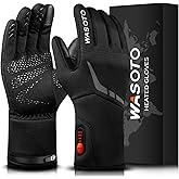 WASOTO Heated Glove Liners for Men Women 7.4V Battery 22.2WH Thin Gloves Electric Rechargeable Touchscreen Heated Work Gloves for Camping Hunting Fishing Hiking Running Driving Arthritis Raynaud