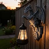 Large Solar Dragon Statue for Outdoor - Halloween Garden Decor with Solar Lights, Waterproof Figure Wall Art, Resin Sculpture Gift for Yard, Patio, Christmas Decoration