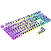 Ranked Pudding PBT Keycaps | 112 Double Shot Translucent ANSI US &amp; ISO Layout | OEM Profile for RGB Mechanical Gaming Keyboard (Lavender)
