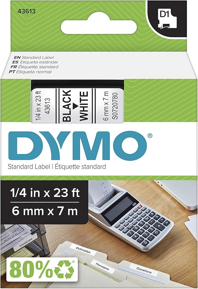 dymo black white