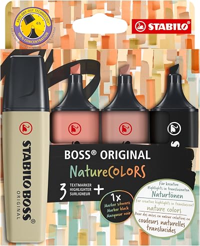 Stabilo Boss Original NatureCOLORS Highlighter Pack of 4 Mud Green Sienna Umber