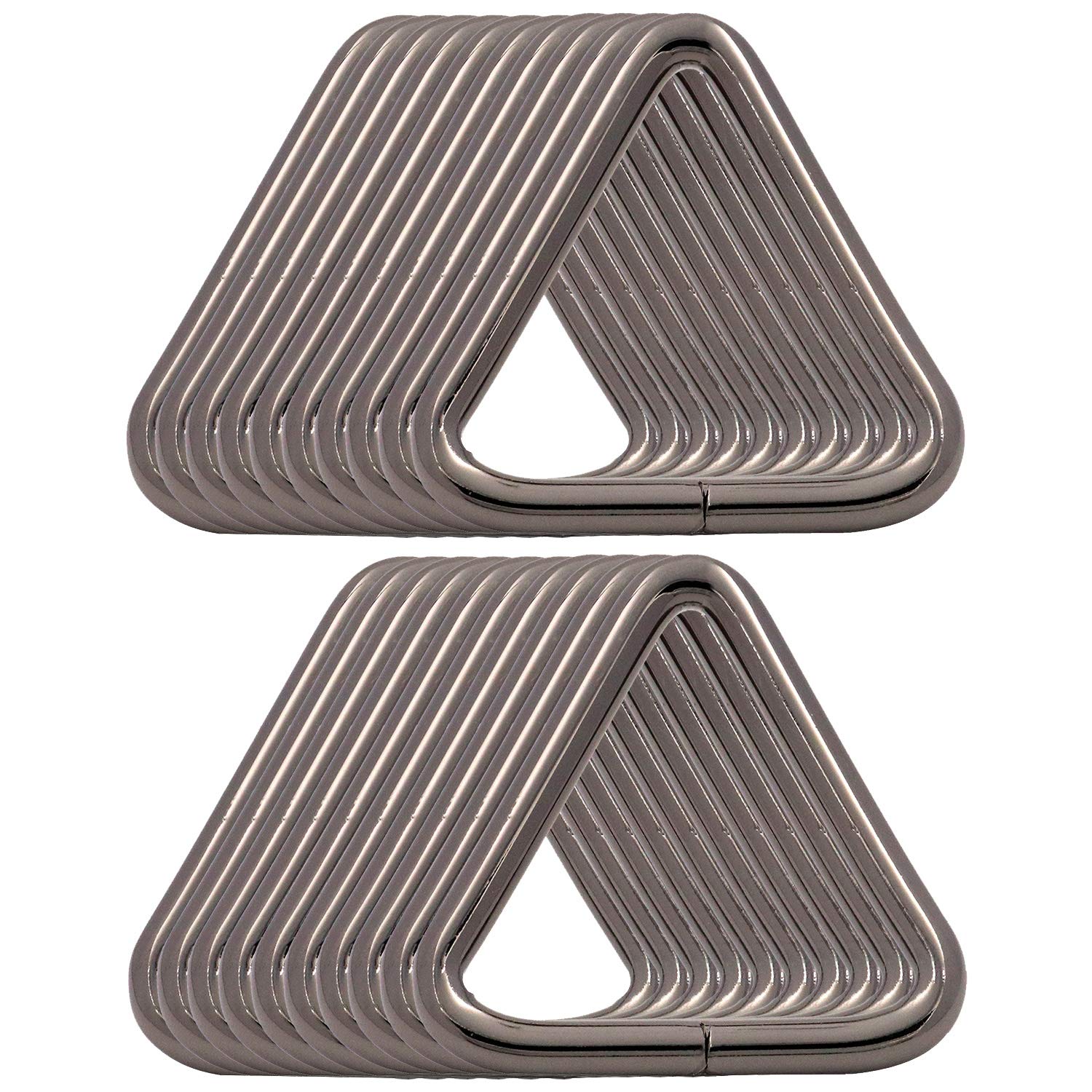 BIKICOCO 1-1/4'' Metal Triangle Ring Buckle Connectors Round Edge Webbing Bag Clasp Handbag Strap Making Hardware, Gunmetal - Pack of 20