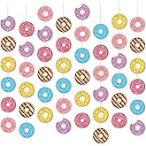 8 Pcs Donut Birthday Party Banners Donut Supplies Decorations Doughnut Grow Party Hanging Swirl Paper Cutouts Garland Kit for Baby Shower Gender Reveal Home Classroom Decor Favors