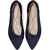 TINGRISE Women's Flats Shoes Comfortable Dressy Pointed Toe Knit Washable Ballet Flat