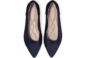 TINGRISE Women's Flats Shoes Comfortable Dressy Pointed Toe Knit Washable Ballet Flat