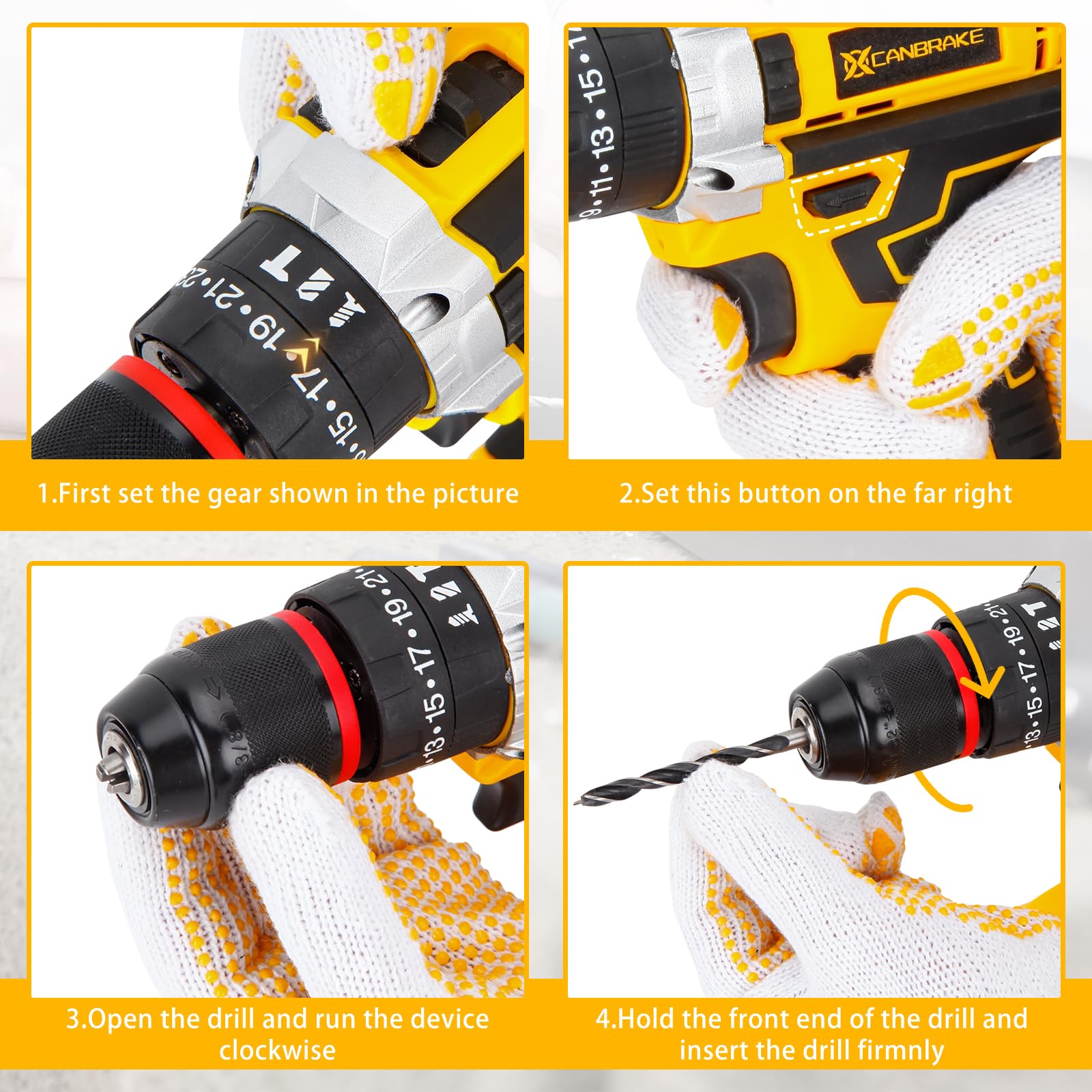 CANBRAKE 21V Tool Kit with Drill, 120PCS 21V Cordless Drill Set with 3/8