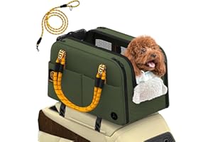 PAWZIDEA Center Console Dog Car Seat, Enclosed Small Dog Armrest Booster Carseat, Secure Straps &Anti Slip, Portable TSA Approved Puppy Pet Carrier Soft-Sided, Removable Pillow Storage Pocket, up 12lb