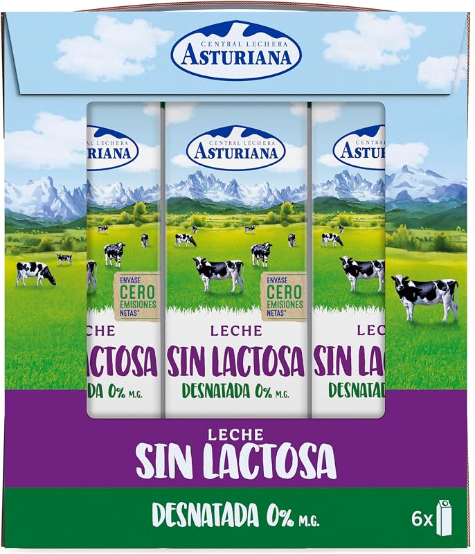 Leche Sin Lactosa Desnatada 0% MG Brik Pack 6x1L