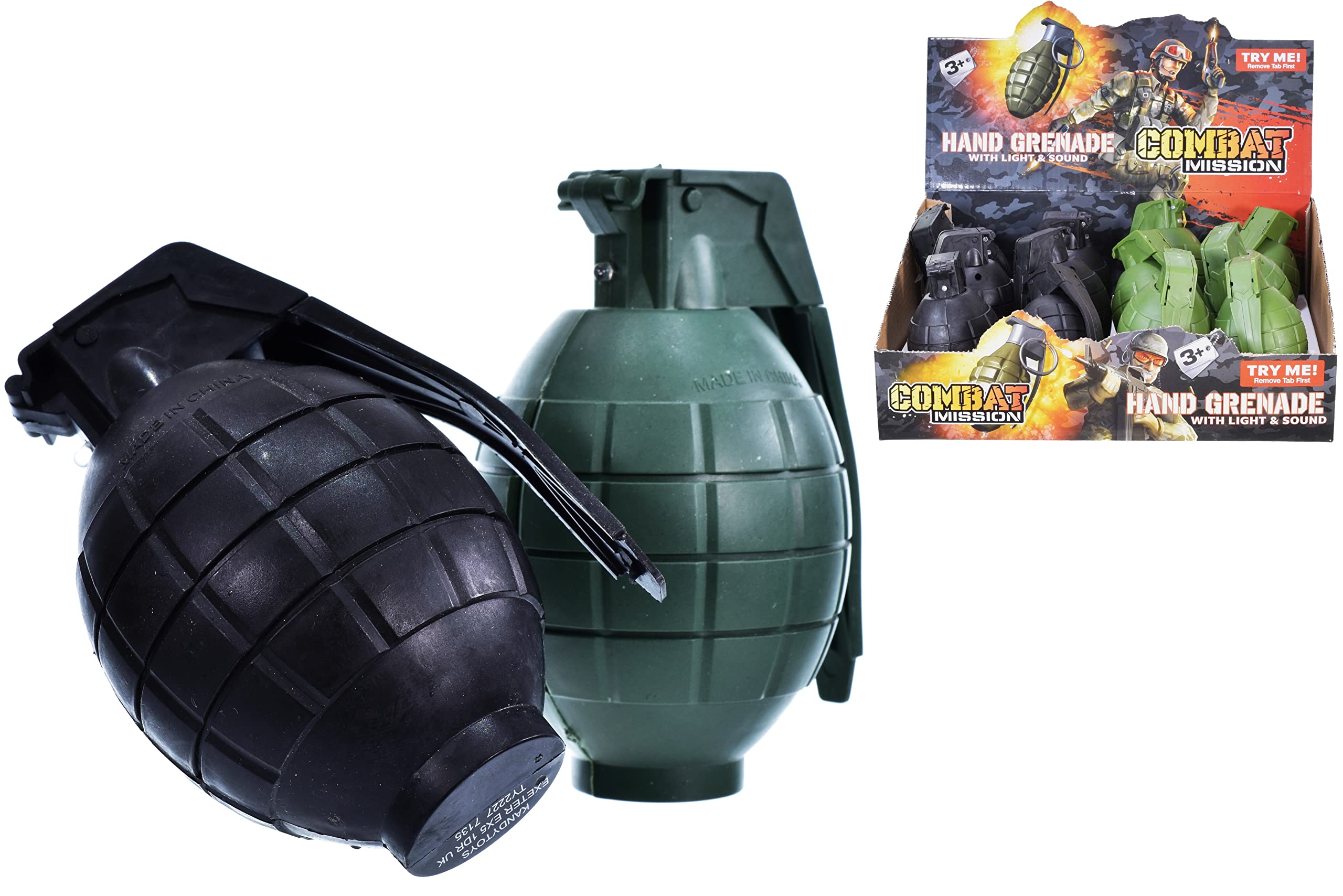 KandyToys 10cm Plastic Toy Hand Grenade - With Lights & Sound - Fancy Dress - Party Bag Fillers.