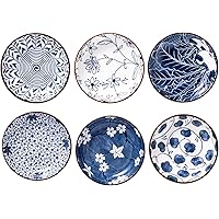 Swuut Japanese Style Ceramic Dipping Bowls,4'' Small Side Dishes Soy Sauce Dish for Sushi Dip,Snack,2.5 Oz Blue and White Pin