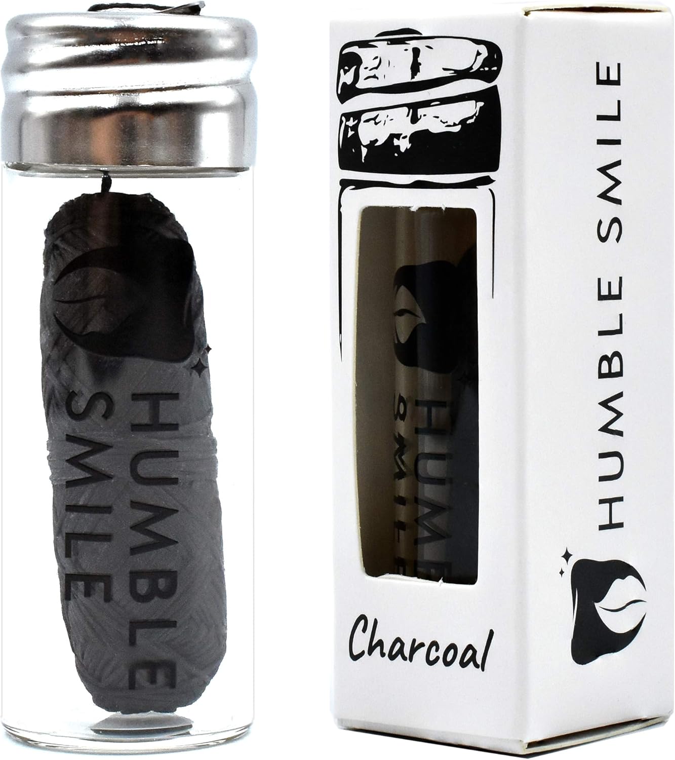 Humble Smile Charcoal Dental Floss, Recyclable Glass Container