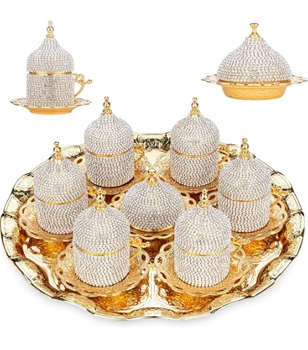 Amazon.com: Alisveristime Lale Crystal Turkish Coffee Set with