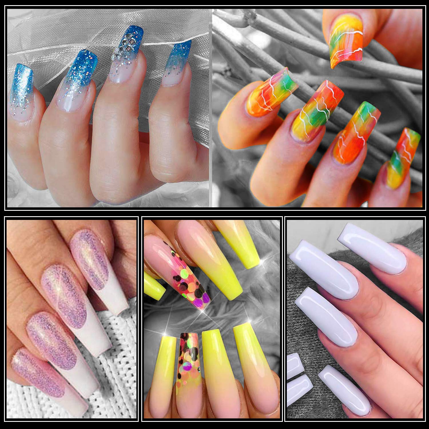 French False Nail Tips, iBealous 500pcs Acrylic Coffin Fake Nails Half Cover with Box for Nail Salons and DIY Nail Art, 10 Sizes (Clear): Beauty