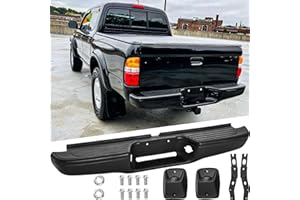 SAFAUTOPARTS Rear Steel Step Bumper Assembly Compatible with 1995-2004 Toyota Tacoma Black Back Bumper Replacement for TO1102214