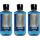 Lot of 3 Bath and Body Works Ocean Signature Collection 2 in 1 Hair Shampoo Body Wash for Men 10 Fl Oz