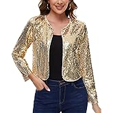 MINTLIMIT Women's Sequin Jacket Long Sleeve Open Front Sparkly Shrugs Glitter Cropped Bolero Cardigans