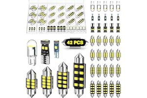 Xdoar 42 PCS Upgraded LED Interior Car Lights Kit, Super Bright Dome Map and Door Light Bulbs, Fits 194 De3175 578 6418 T5 LED Blubs, Universal for Cars and Trucks