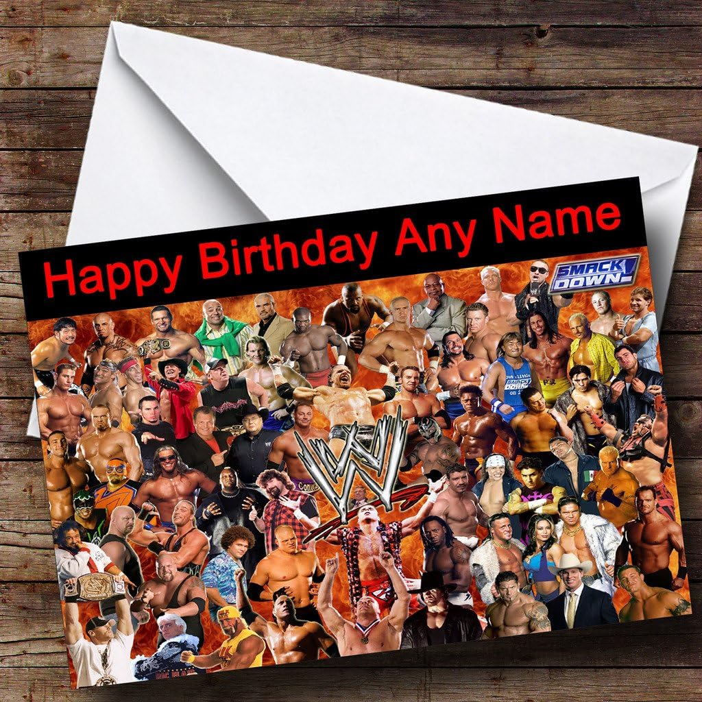 Personalised Wwe Smack Down Birthday Card: Amazon.co.uk: Office Products