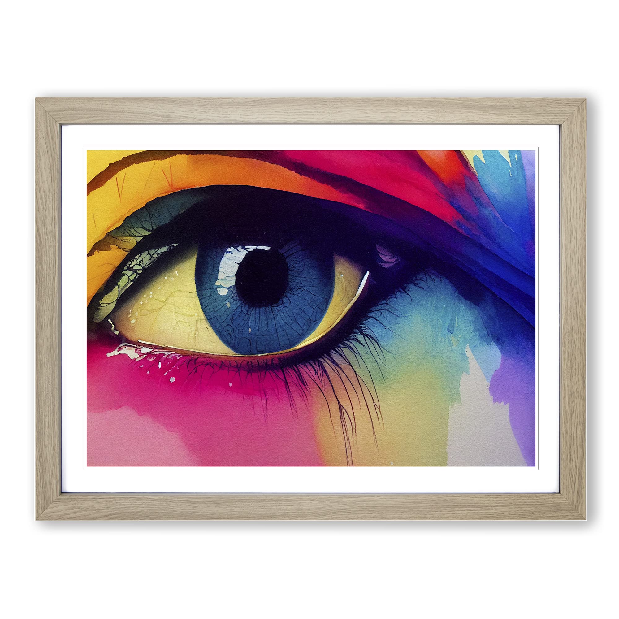 Watercolour Human Eye Vol.1 Framed Print | A4 Oak Framed Wall Art | Ready to Hang | Modern Historical Picture | Living Room Bedroom Lounge Office