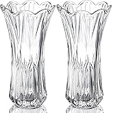 Pumtus 2 Pack Glass Flower Vases, 9.5 Inch Thickened Clear Phoenix Tail Vase, Decorative Modern Plant Vase for Centerpieces, 