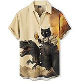 DADDYLOCO Japanese Art Style Men's Hawaiian Shirt Funny Printed Casual Short Sleeve Button Down Shirts