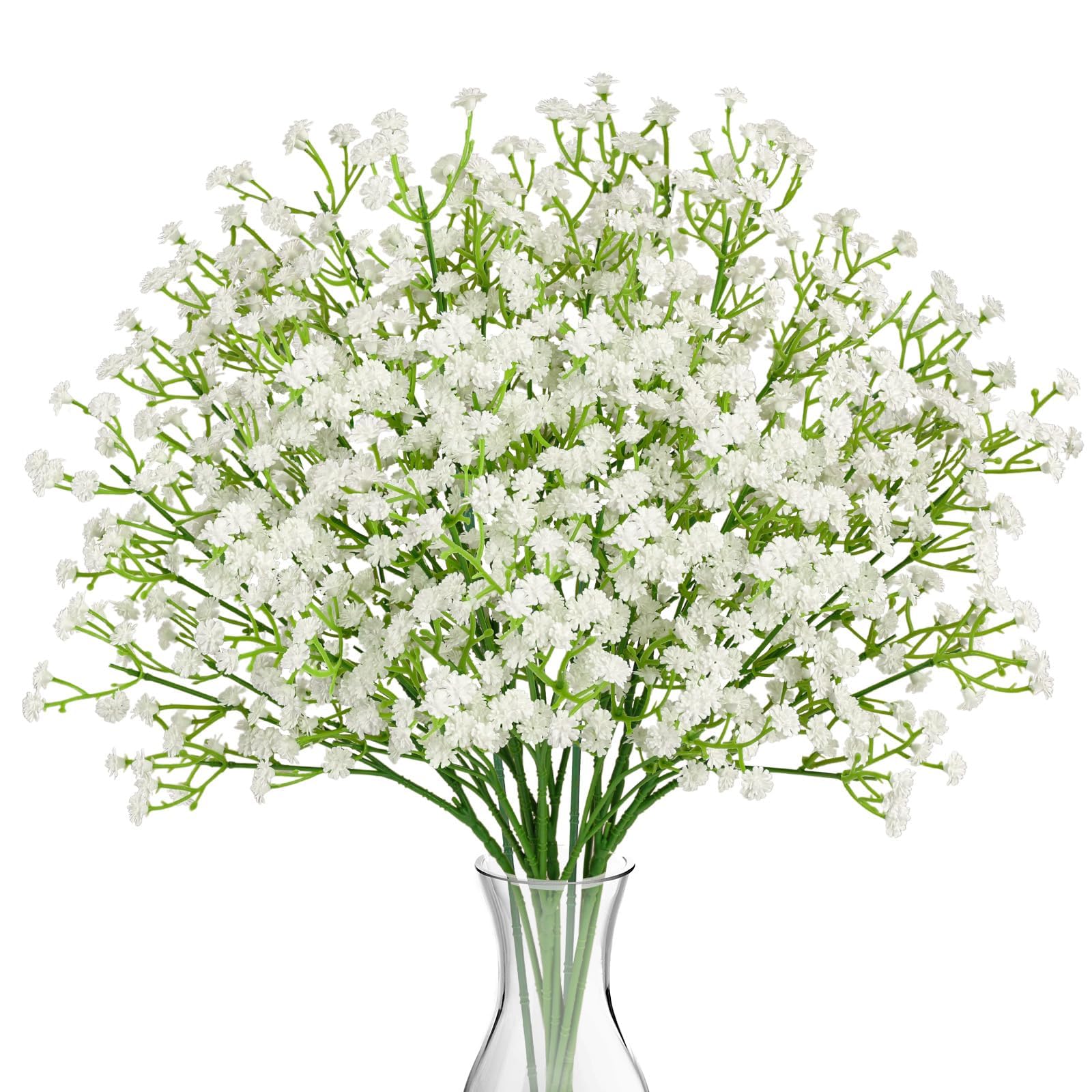 N&T NIETING Gypsophila Artificial Flowers, 10Pcs Fake Baby Breath Flower Artificial Gypsophila, Real Touch Flowers for Wedding Bouquet Party DIY Wreath Floral Arrangements Home Decor(White)