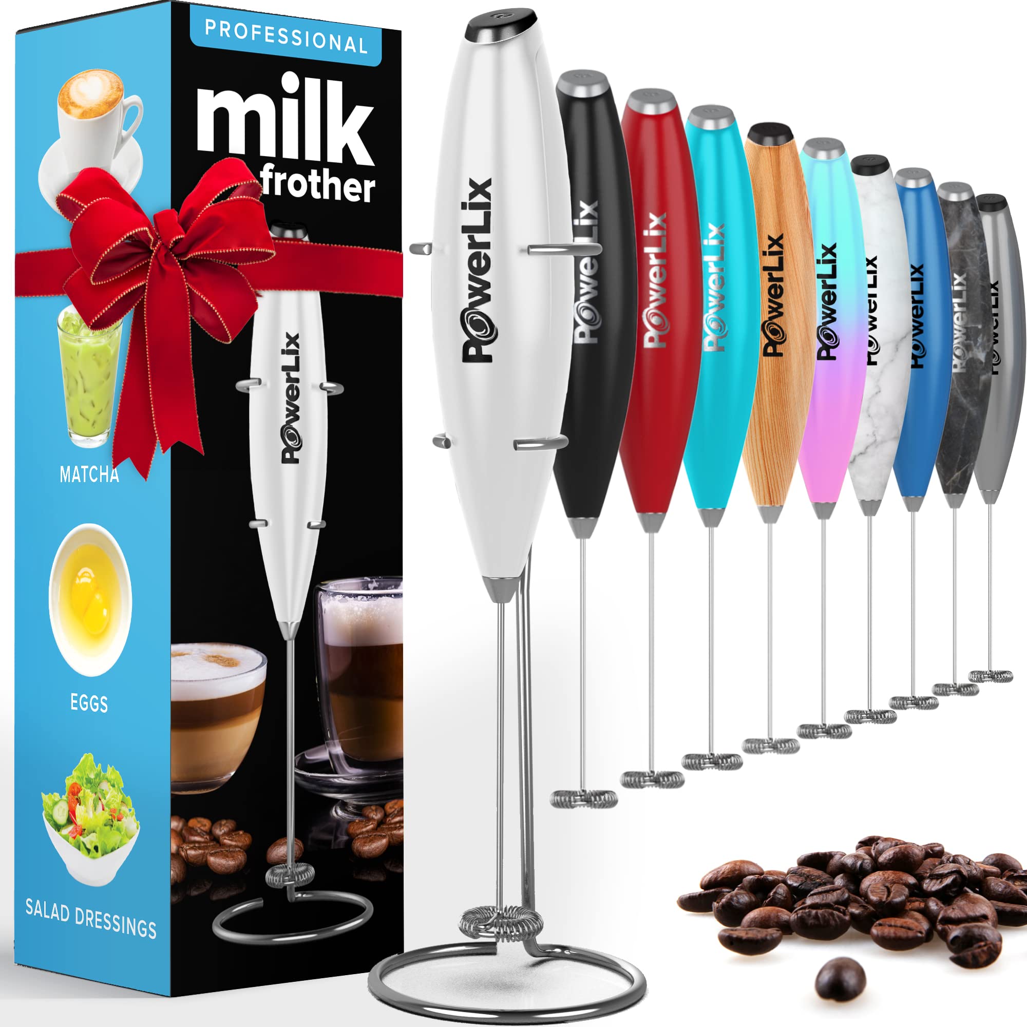 Powerlix PowerLix Powerful Handheld Milk Frother With Stand Battery Operated ...