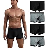 Robesbon Mens No Ride-up Boxer Briefs Stretch Comfortable Breathable Cotton Underwear 4 Pack