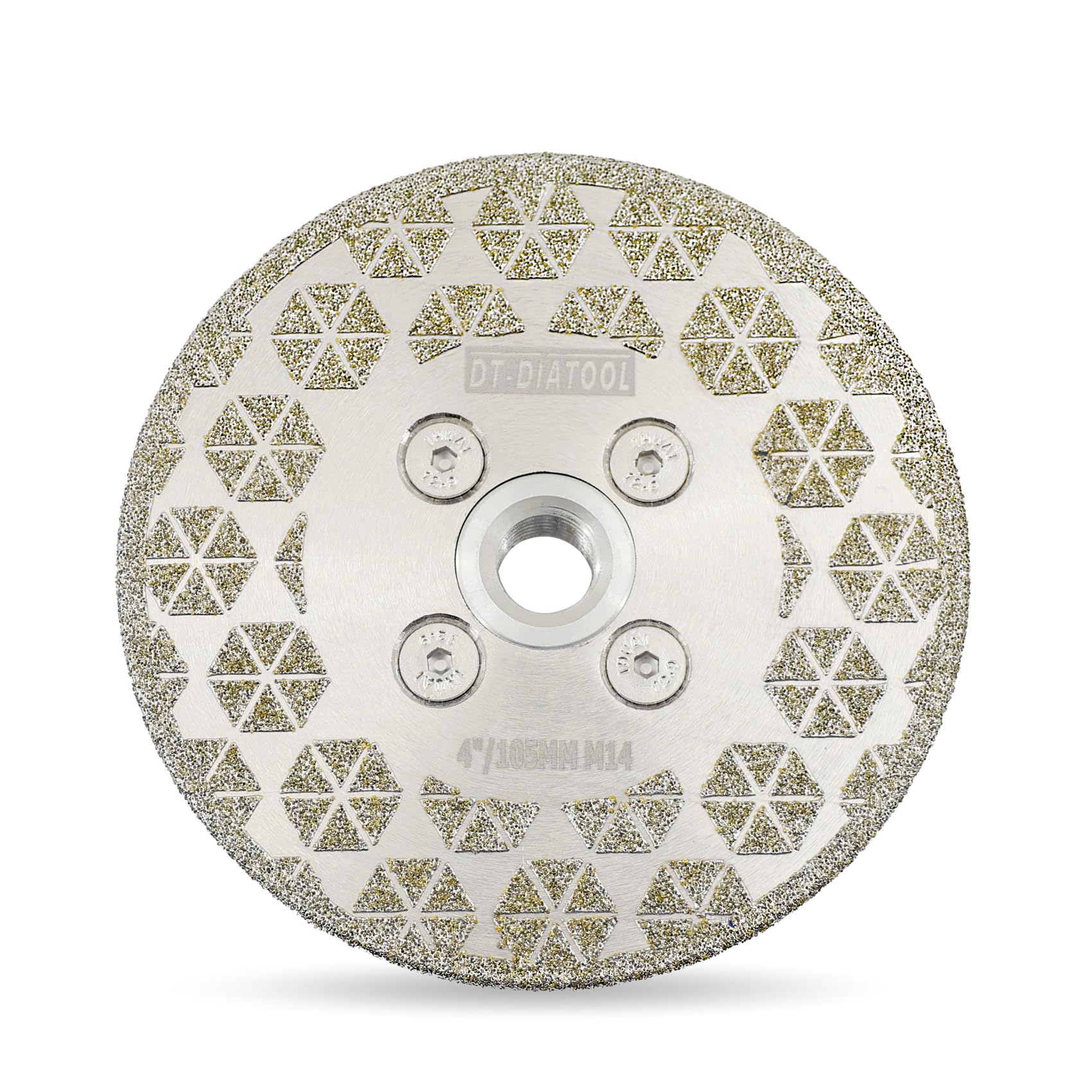 DT-DIATOOL Diamond Cutting and Grinding Disc 105mm x M14 Thread Flange Single Side Electroplated Diamond Disc for Granite Marble Natural Stone Tiles