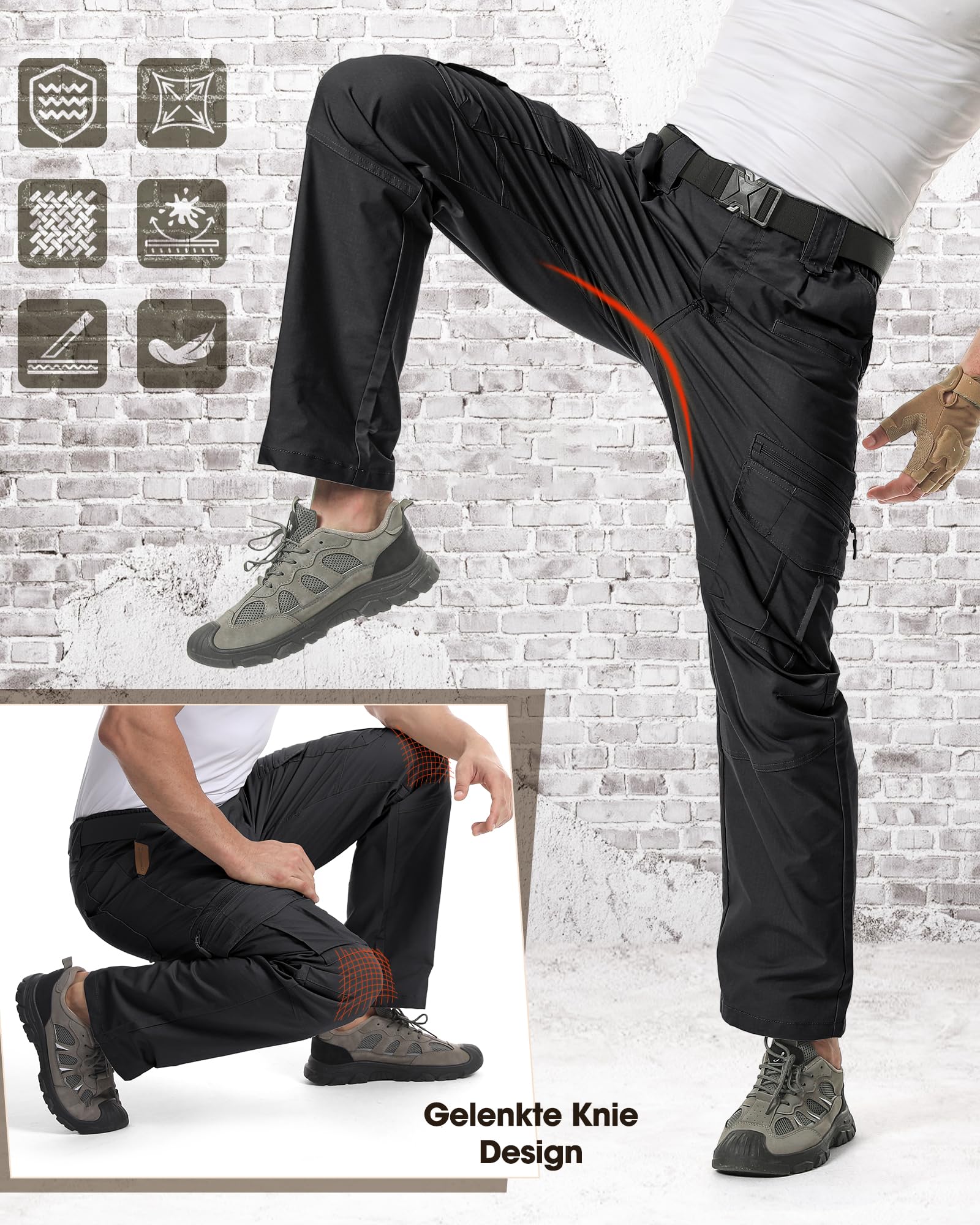 IGOLUMON Arbeitshosen Männer Cargohose Herren Stretch mit Vielen Taschen Outdoorhose Taktische Hose Herren mit Halbelastischer Bund 3