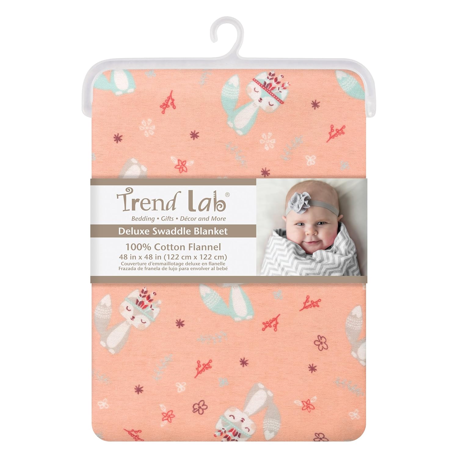 Trend Lab Fox and Flowers Jumbo Deluxe Flannel Swaddle Blanket
