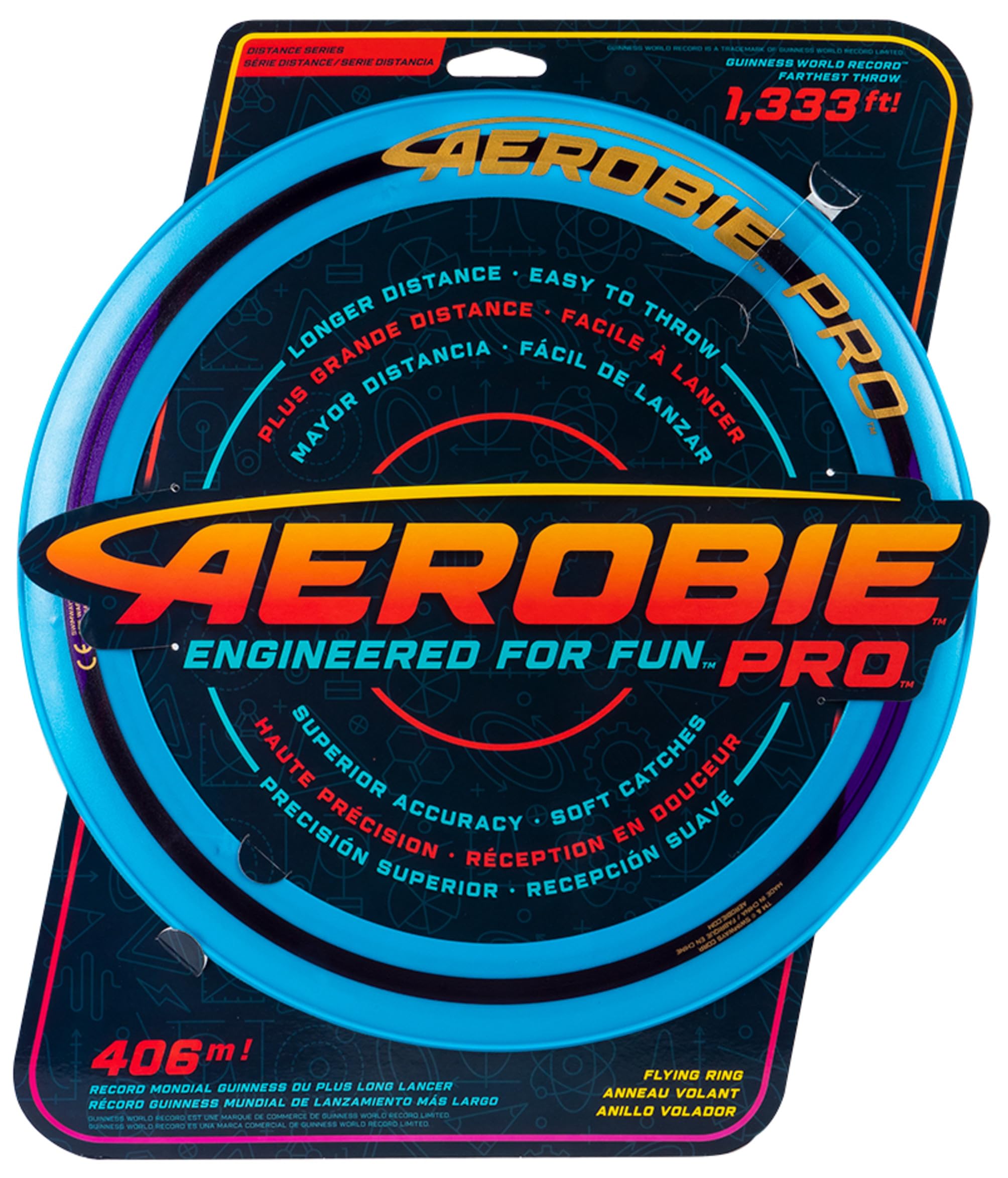 Aerobie Pro Flying Ring Throw Ring with Diameter 33 cm, Blue, for Adults and Children from 5 Years (TOGGO Toys 2022)