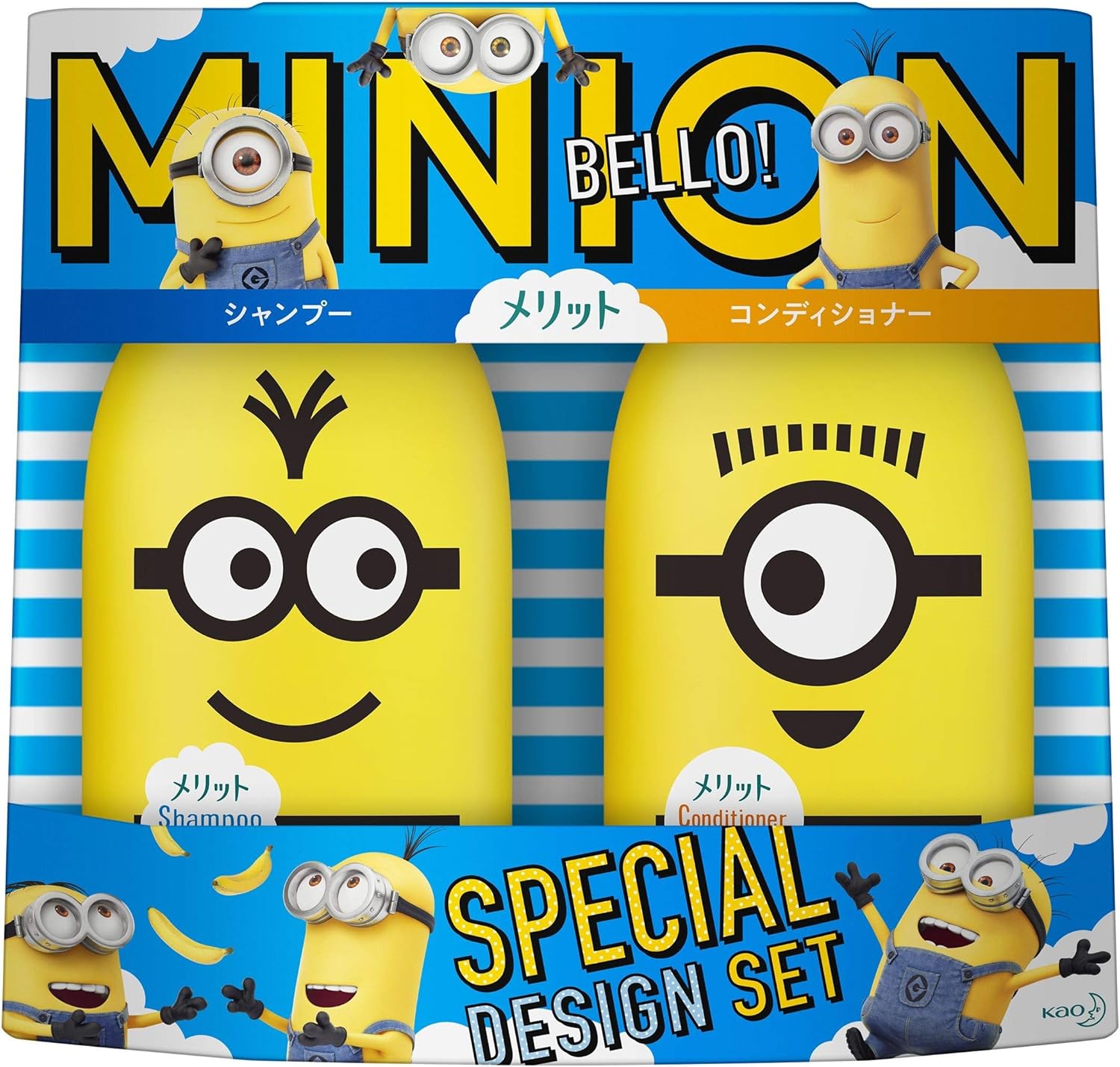 Amazon メリット ミニオン スペシャルデザインボトル Minion Special Design Bottle ポンプペア シャンプー480ml コンディショナー480ml ナチュラルフローラルの優しい香り 480ml 480ml メリット シャンプー コンディショナーセット 通販