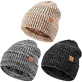 MSDC 3 Pack Winter Hats for Men, Warm Fleece Lined Beanie for Men Women, Fashionable Knit Hat Skull Cap for Cold Weather