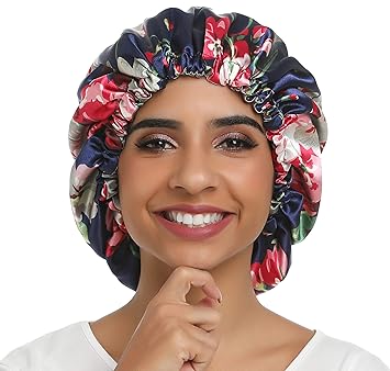 Amazon Com Adjustable Silky Satin Sleep Cap Hair Bonnet Double