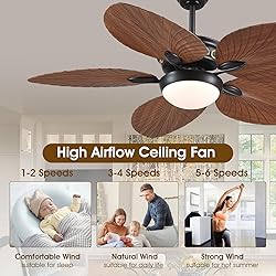 Wiviniya Tropical Ceiling Fans with Lights, 52 Inch