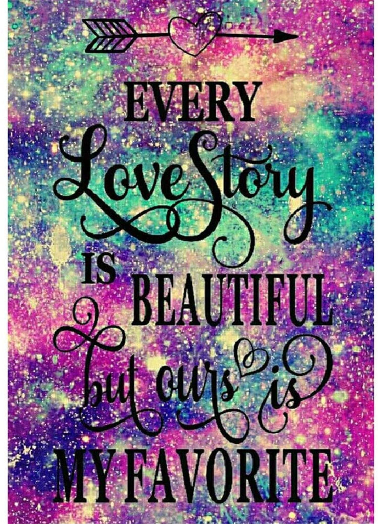 Cross Stitch Kits Stamped, OWN4B Every Love Story is Beautiful Printed Pattern 11CT 14.2x18.1 inch DIY Embroidery Kit (Quote)