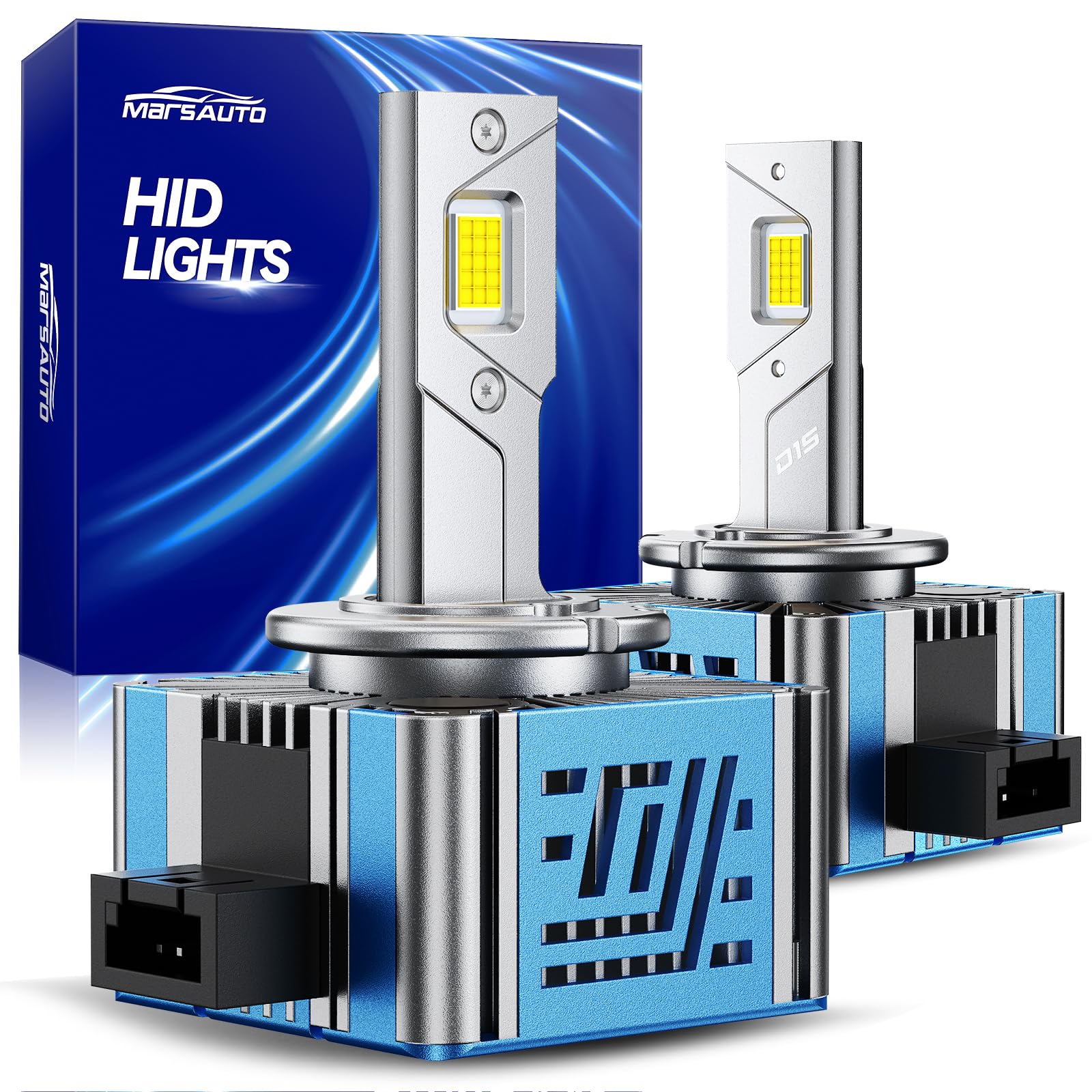 Marsauto D1S D1R HID Bulbs, 800% Brightness, 30,000LM 6500K White for 66144 66140 85140 85415 (85415C1) Bulb, Plug and Play, Pack of 2 Image
