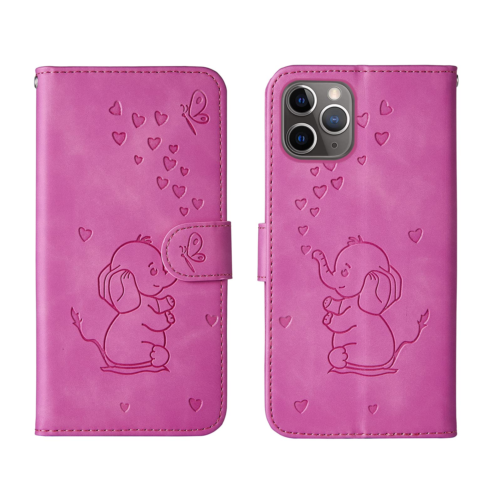 Bartern Flip Case for iPhone 11 Pro,Cute Elephant PU Leather Folio Flip Wallet Phone Case Cover with Card Holder Magnetic Closure and Stand Feature for iPhone 11 Pro,Purple