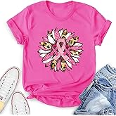 YZMI Breast Cancer Shirts for Women Breast Cancer Awareness Shirt Pink Ribbons Tee Tops