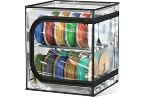 YOOPAI 3D Printer Filament Storage Box with Desiccants - 2 Tiers Metal Filament Storage Rack with Trans Cover,Holds Up to 24 Rolls of Filaments - 3D Filament Storage for Home, Office Workshop, Studio