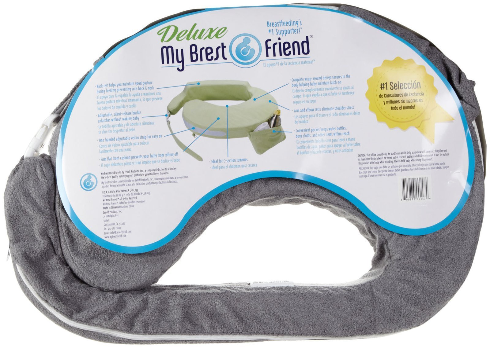 My Brest Friend Deluxe Nursing Pillow for Comfortable Posture, Evening Grey