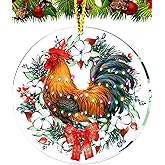 Christmas Ornaments 2025, Chicken Ornaments for Christmas Tree, Rooster Ornament with LED Light, Chicken Xmas Decorations, Gifts for Indoor Decoration